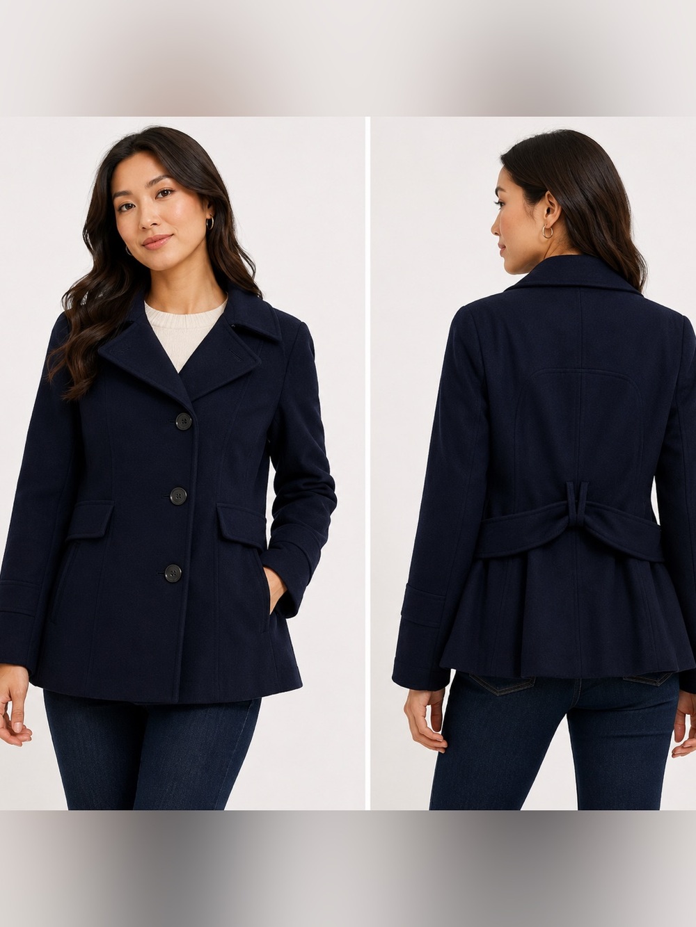 Victoria's Secret wool blend Navy Peacoat with Back Belt Detail 12